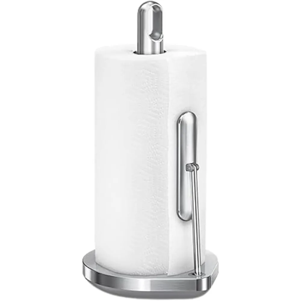 

Heavy-Duty Stainless Steel Paper Towel Holder with Tension Arm for Easy One-Handed Tear, Kitchen Countertop