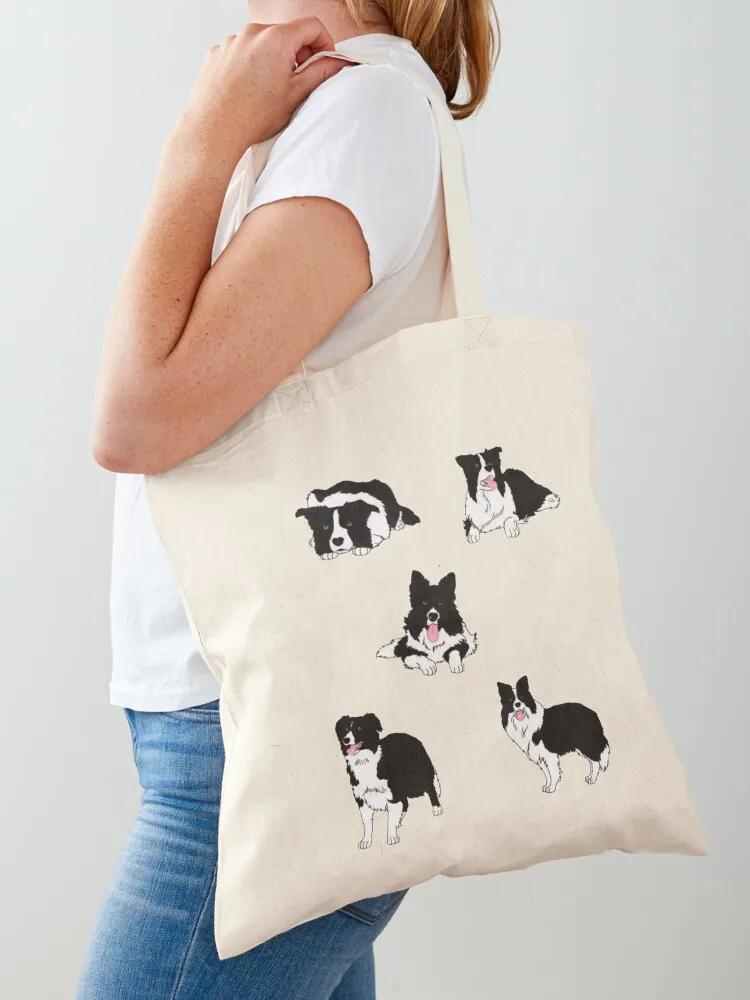 Dobrável lona sacola, Border Collies, saco de compras reutilizável, personalizado