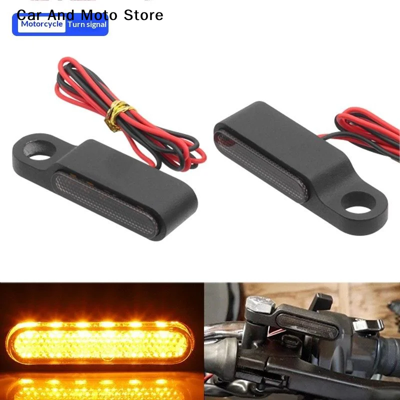 【CMO】2Pcs Motorcycle LED Mini Turn Signals 12V Aluminum Moto Scooter Handlebar Indicators Lights Blinker Amber Flasher Taillight