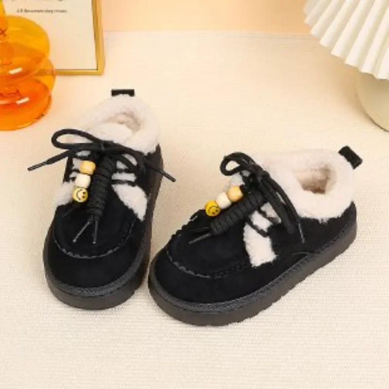 

2025 зимние новые детские модные милые зимние сапоги, теплая бархатная обувь с ремешком для мальчиков и девочек