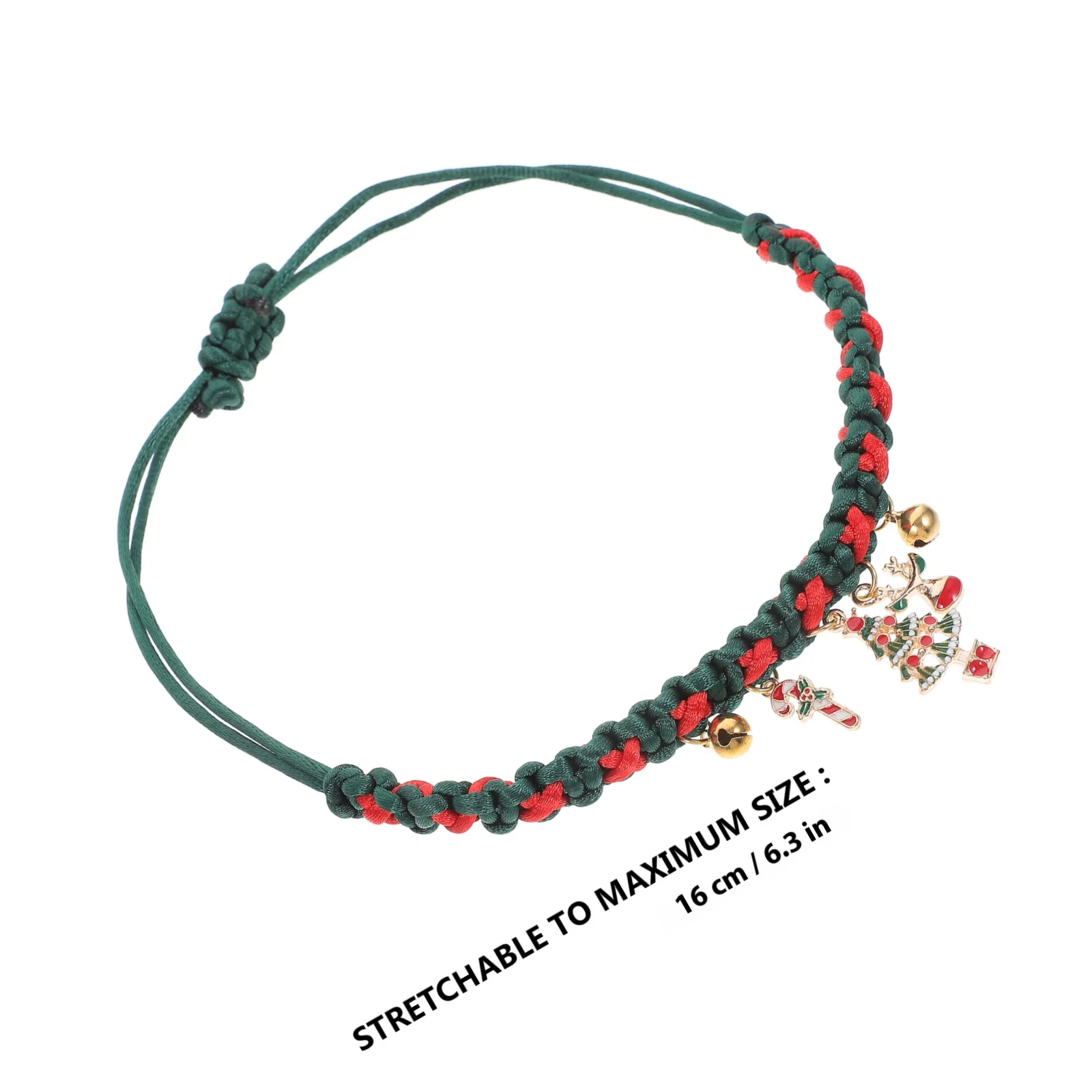 طوق قطة محبوك مضفر باللون الأحمر والأخضر مع جرس تصميم أمان قابل للتعديل لقضاء عطلة عيد الميلاد اليابانية الكورية #5
