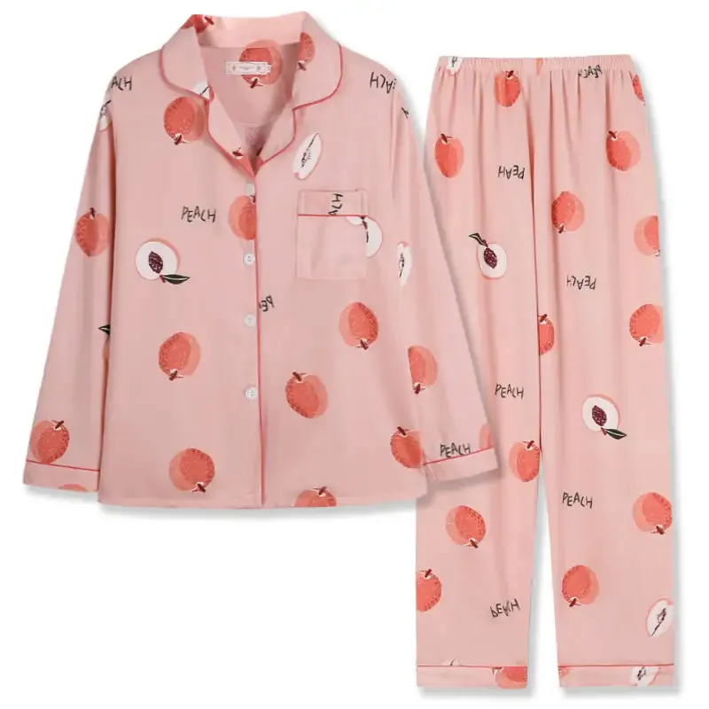 Women Pajamas Set Simple Printed Cute Sleepwear Casual Homewear Female Pyjamas Womens Princess Elegant Soft Long Sleeve Plaid