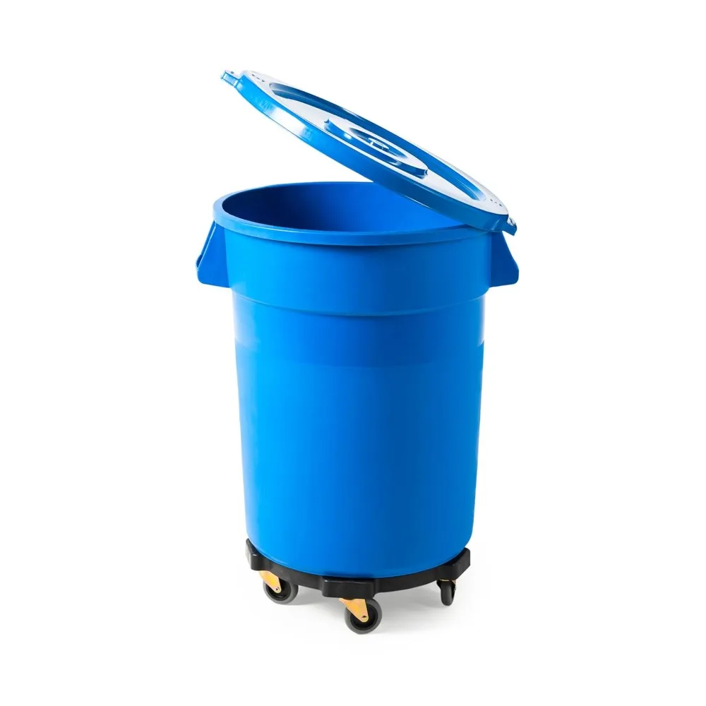 

Heavy-Duty Plastic Rolling Trash Can with Lid and Dolly, Commercial Grade, Anti-Static Ingredient Bin