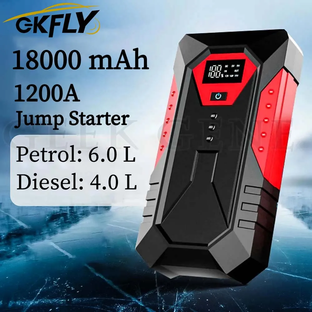 

12V Car Jump Starter Power Bank 18000mAh Portable Car Battery Booster ChargerStarting Device Auto Emergency Start-up Lighting