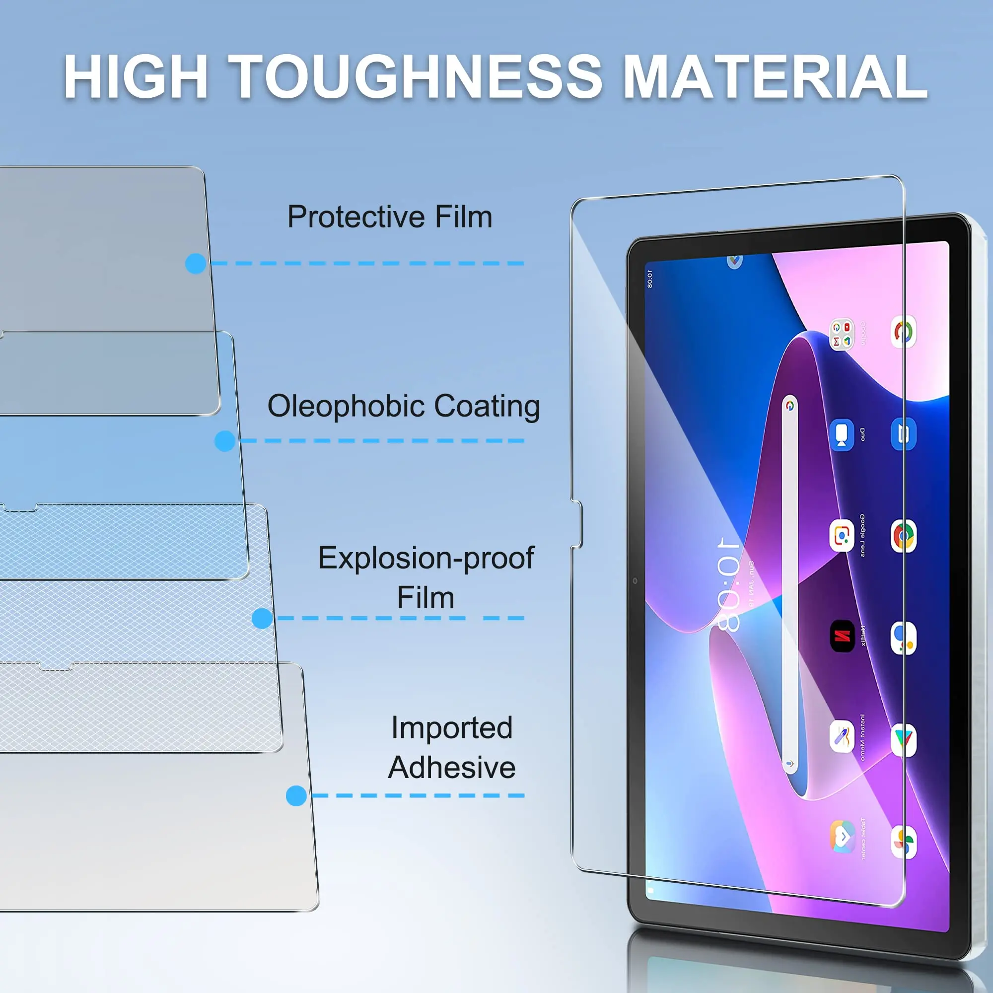 For Doogee T10 Tablet Tempered Glass film 10.1 inch 9H Hardness Fingerprint Free Bubble Free HD Screen Protector For Doogee T10