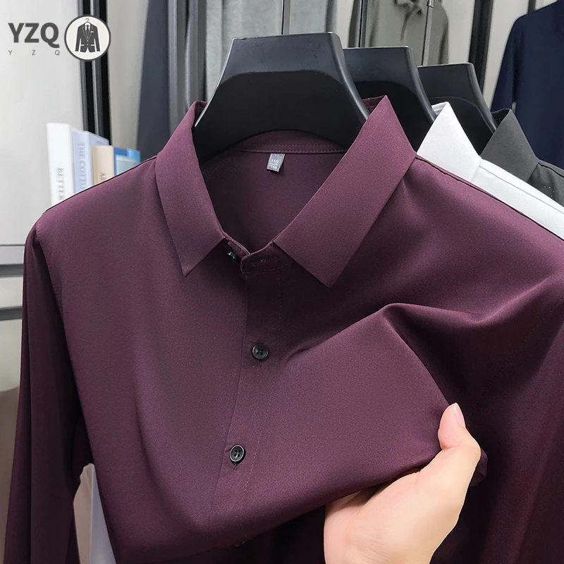 

Mens Business Long Sleeve Shirt Wrinkle Resistant Breathable Tops Slim Fit Button Up Shirts For Men Office Use
