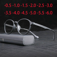 Stylish TR90 Vintage Round Myopia Glasses With Light And Comfortable UV Protection Short-sight Eyewear 0 -0.5 -0.75 To -6