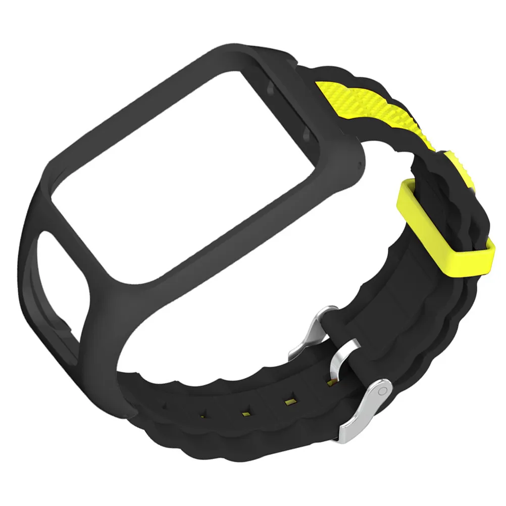 Comfortable Silicone Watch Strap Replacement for Runner 3 Black Yellow Strong Durability Smooth Texture Fashion Watchband