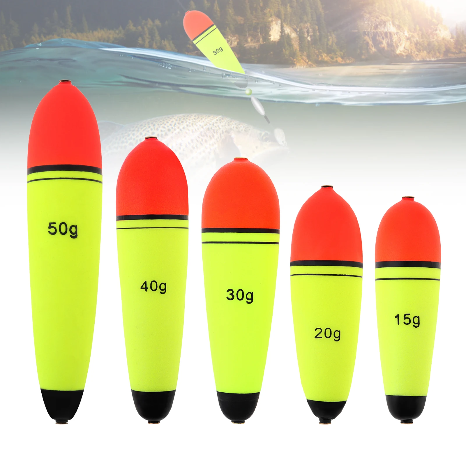 1 piece 15g / 20g / 30g / 40g / 50g EVA Slip Bobber Fishing Float for Sea Rock Fishing Long Cast Fishing Catfish