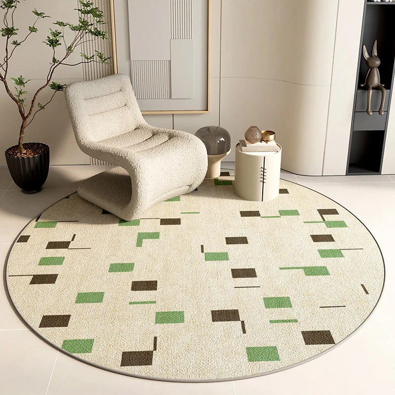 VIKAMA High-End Crystal-Fiber Velvet Study Bedroom Round Carpet Living Room Chair Coffee Table Ottoman Easy To Clean Home Decor