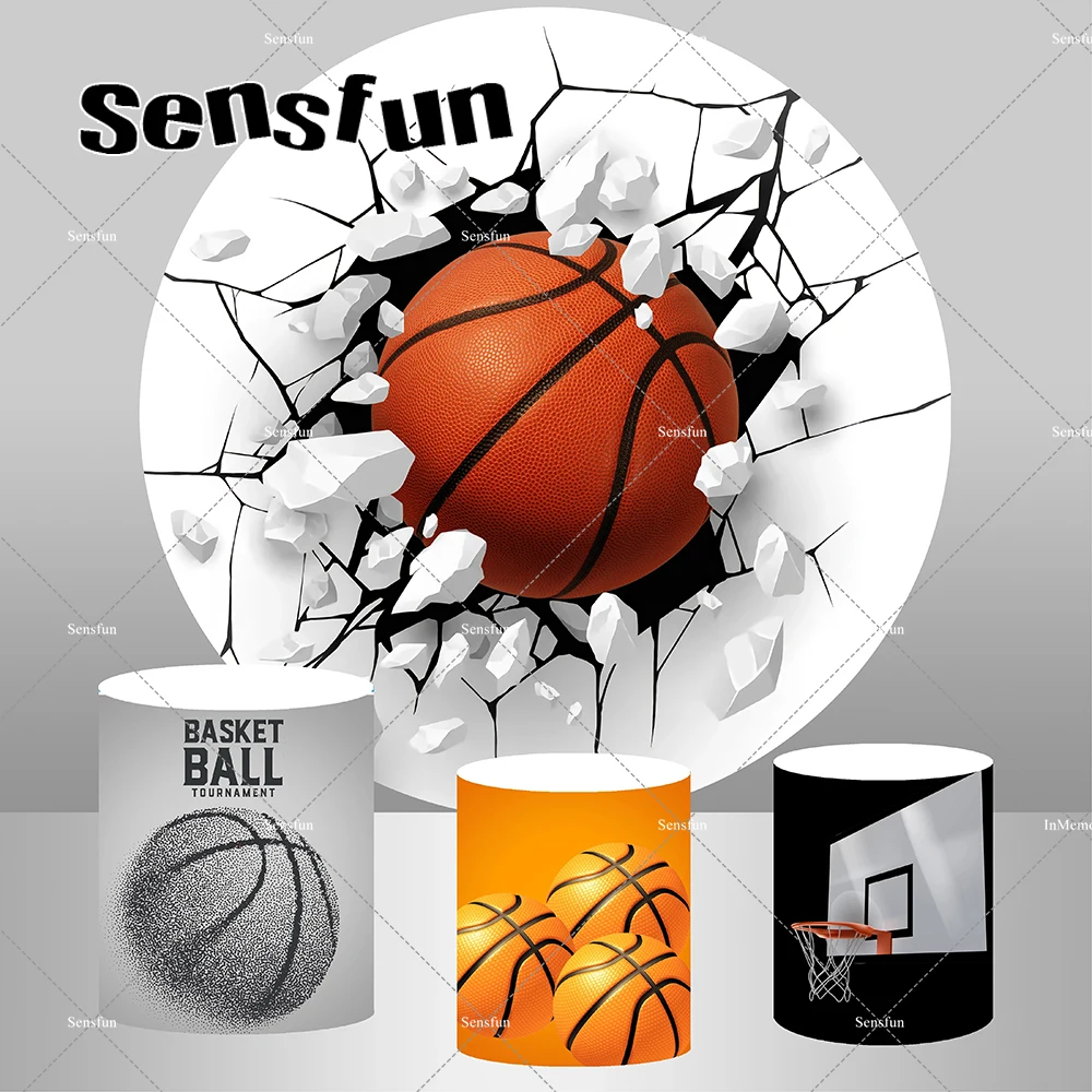남아용 농구 라운드 배경 커버, 베이비 샤워, 생일 파티, 어린이 스포츠 테마, 원형 배경, 플린스 커버, 맞춤형