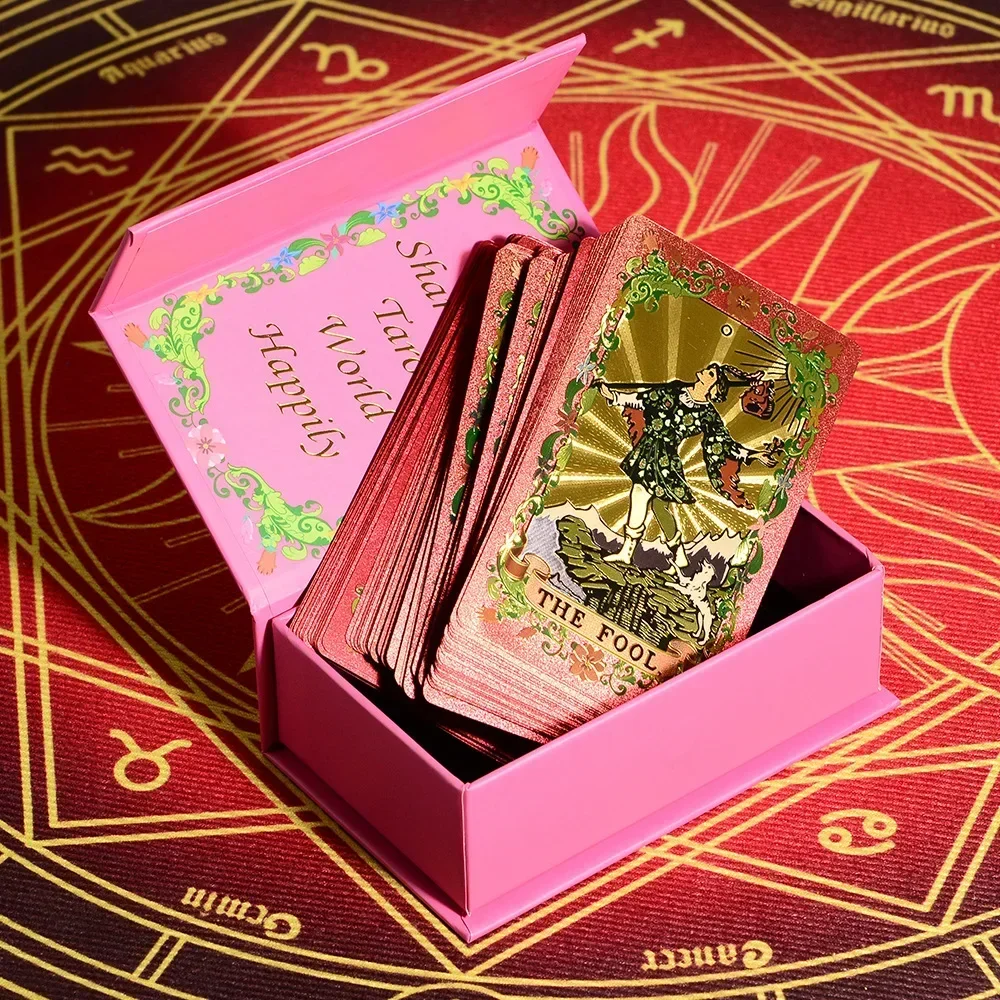 High quality Rose Gold Foil Tarot Cards Gloden Red Black Flower Oracle Divination manual Plastic Waterproof wait divination card