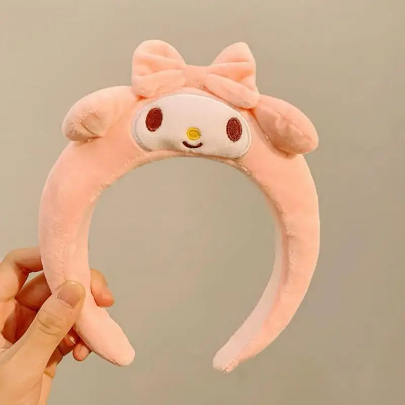 Kawaii Hair Band Sanrio My Melody Kuromi Cinnamoroll Pompom Purin Hair Accessories Anime Cute Cartoon Plush Headdress Girls Gift