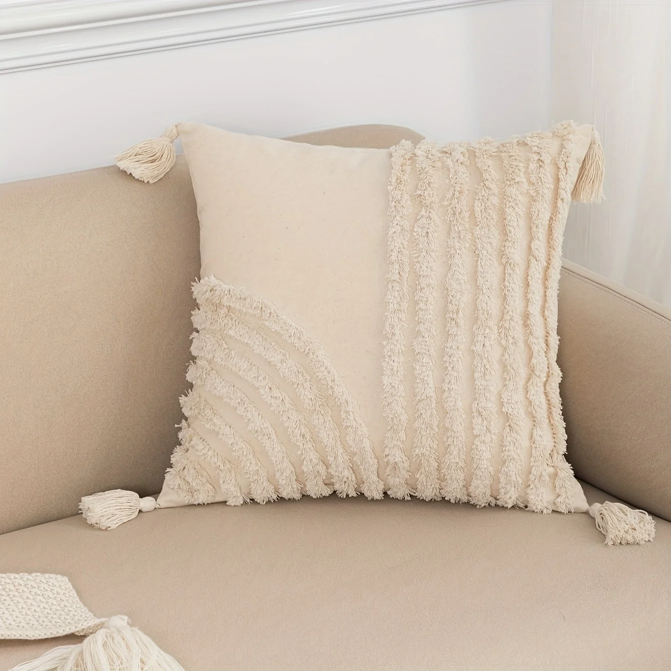 BUYNOW-funda de almohada geométrica de líneas capitoné, funda de cojín Pastoral Vintage para sala de estar, decoración del hogar y dormitorio, cojines para sala