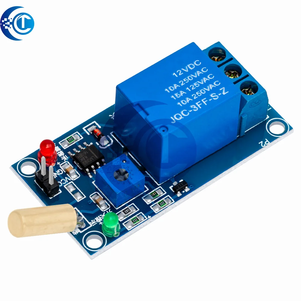 Módulo de relé do sensor de ângulo de inclinação de 1 canal CLT: 5V/12V com interruptor esférico SW520D – compatível com Arduino