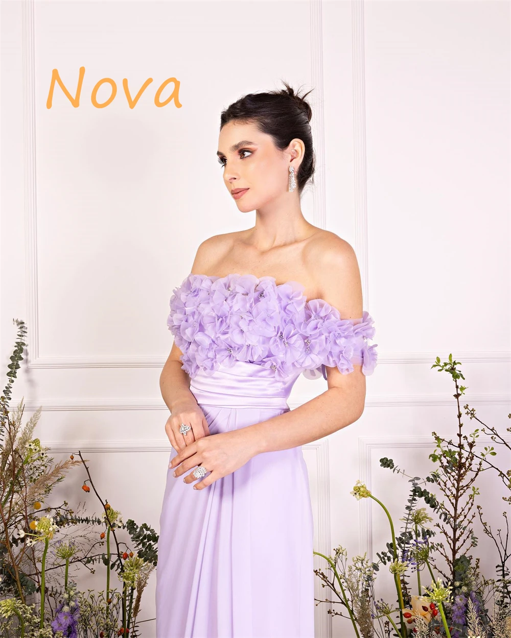 

Customized Formal Purple Homecoming Dresses Classic Off the Shoulder Flowers Evening Gowns High Quality Special Occasion Gowns