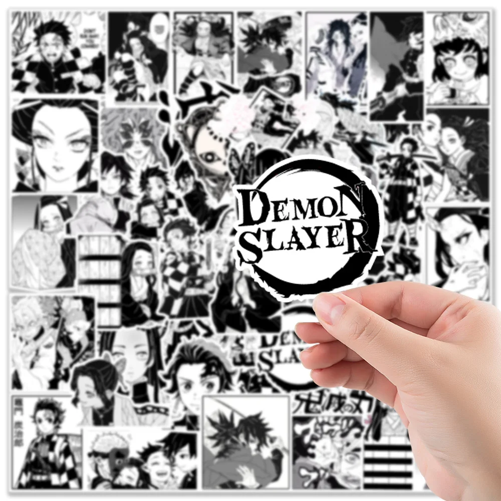 10/30/50PCS Anime Black and White Demon Slayer Stickers DIY Bike Travel Luggage Laptop Graffiti Waterproof Cool Cartoon Sticker