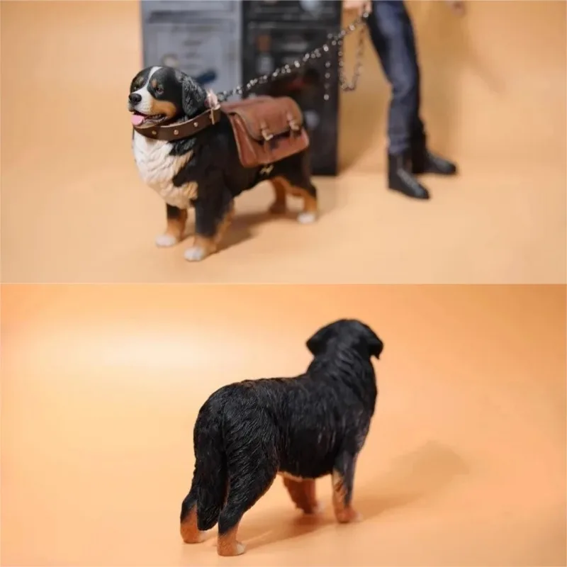 

JXK 1/6 Scale Cute Resin Simulation Bernese Honest Black Standing Pet Dog Model for 12inch Toy Figures Ornament Gift