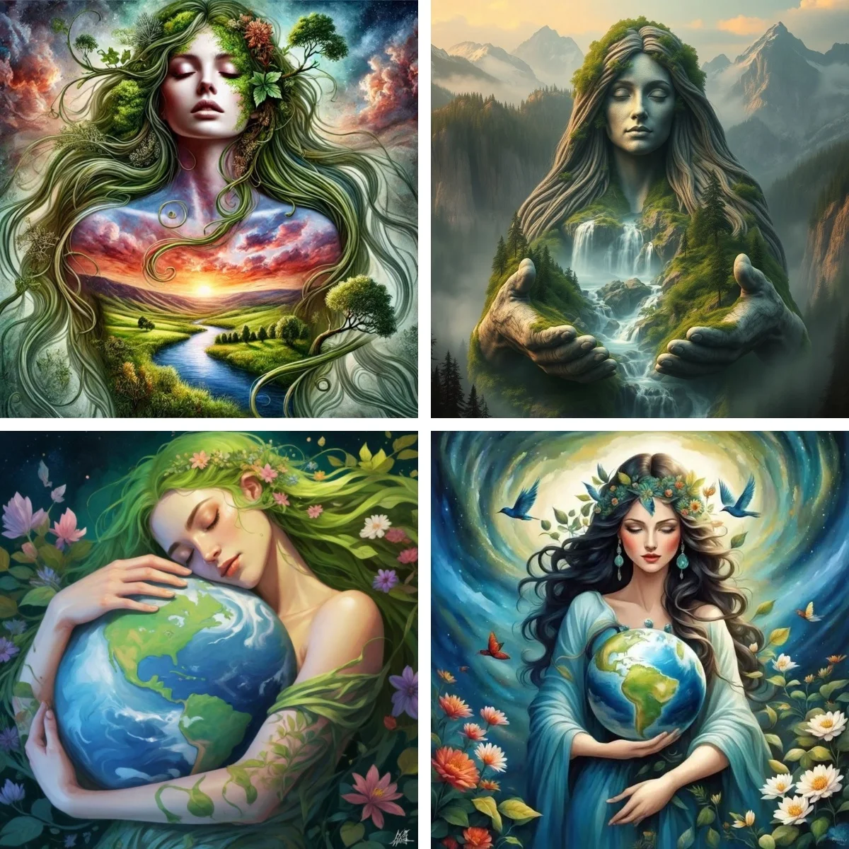 Full Diamond Mosaic Mother Gaia Divine Feminine Cross Stitch Kit Diamond Embroidery Beaded Full Round Drill Diamond Painting