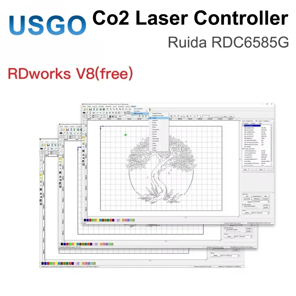 USGO Ruida RDC6585G وحدة تحكم 8 محاور CO2 نظام التحكم في الحركة لآلات النقش والقطع بالليزر CO2 #6