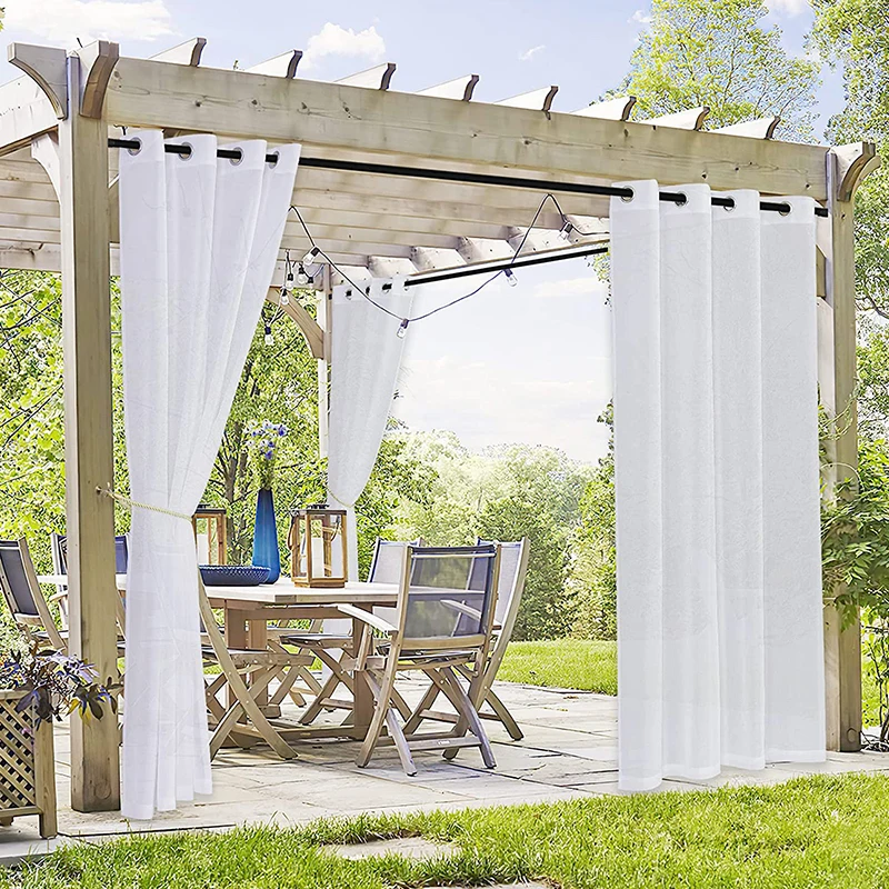 Outdoor White Tulle Gauze Waterproof Rainproof Anti Fouling Window Screen Curtain Balcony Partition Door Screen Curtains Shutter