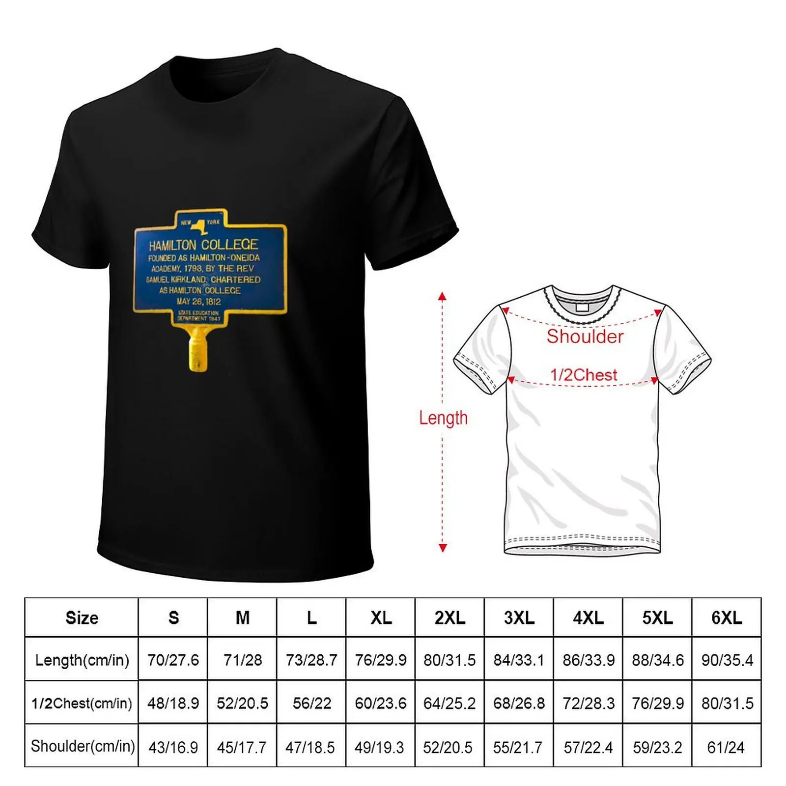 Hamilton College Sign T-Shirt Gym Exercise Short Sleeve T-Shirt