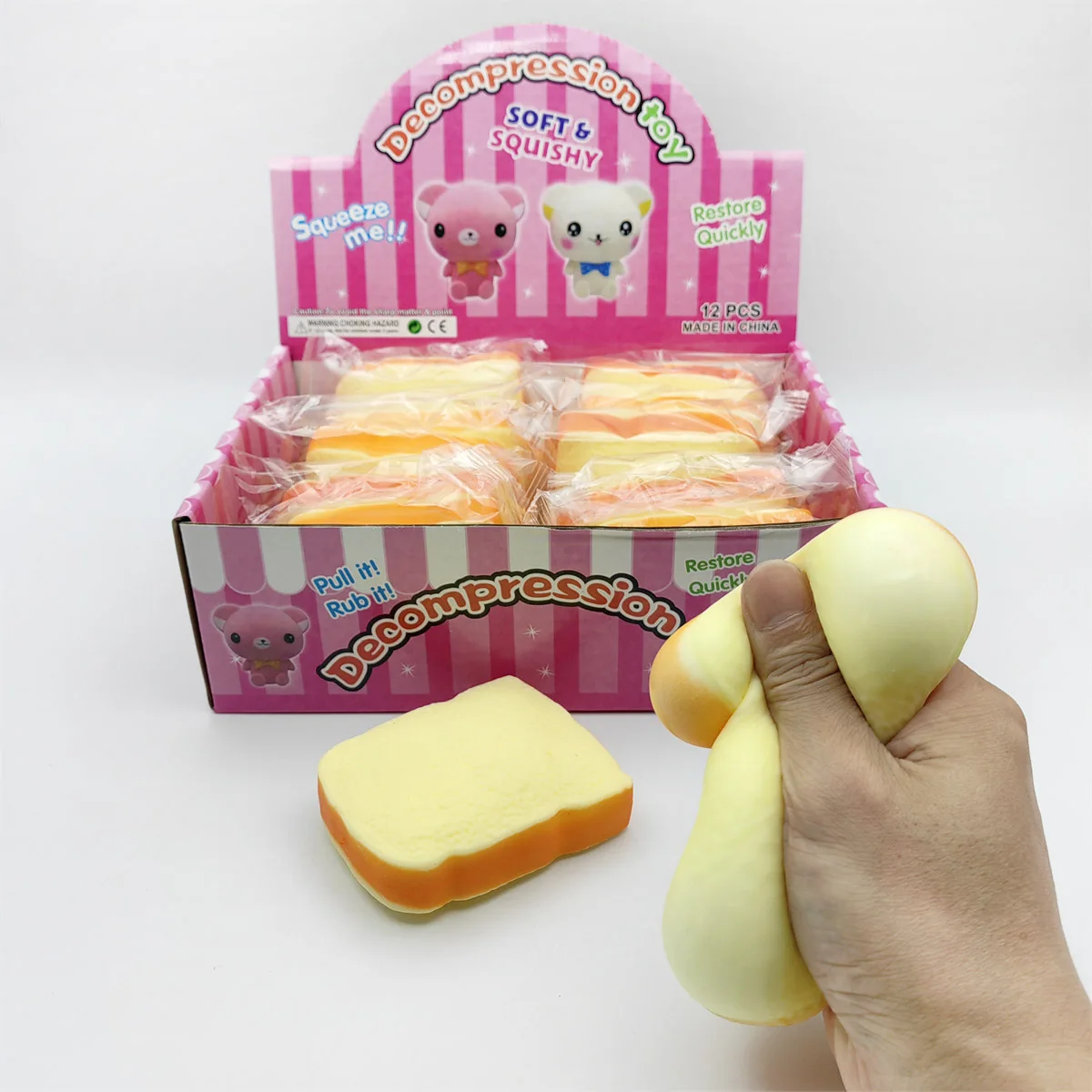Antistress Squishy Toy Stress Relief Anxiety Bounce Slow Rising Stretchy Soft TPR Loaf Toast Bread Squeeze Autism ADHD Kids Toys