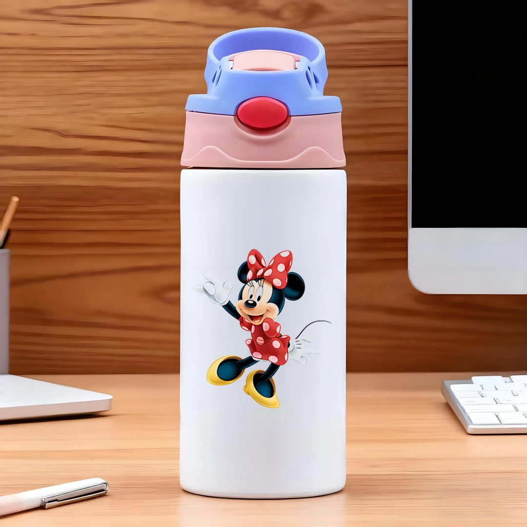 

Disney Minnie Mouse Classic Cartoon Red and White Design 304 Stainless Steel Cartoon Straw Cup Childrens Water Cup New Year Gift