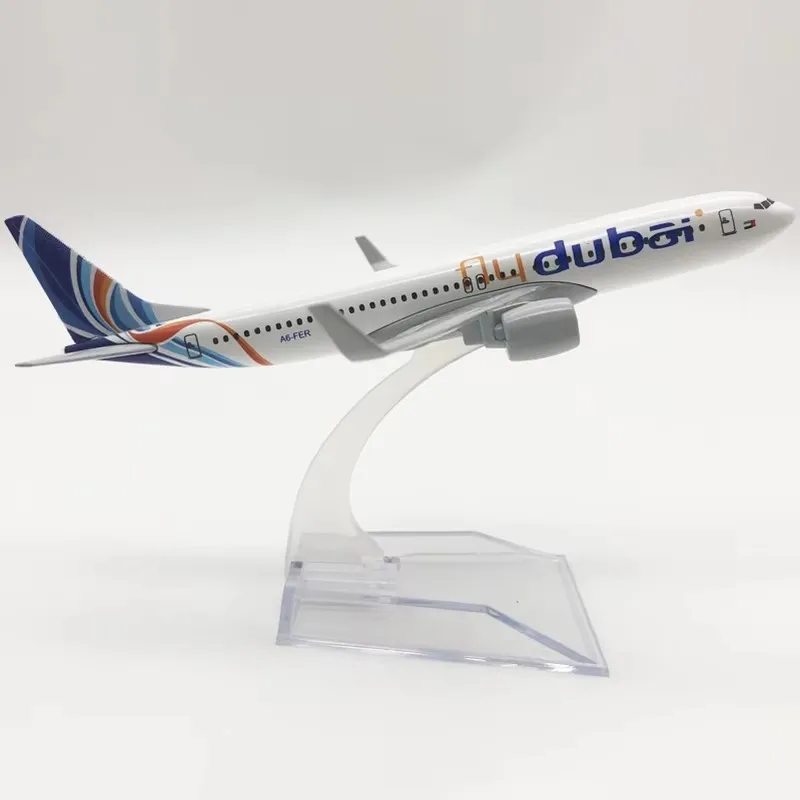 1/400 Scale 737 Alloy Aircraft Model 16 Cm B737 Dubai Airlines Airlines Aircraft Model With Stand Simulation Airliner Static Dec