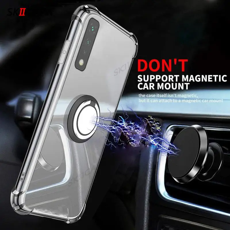 For LG Stylo 7 6 5 Gradient transparent soft silicone phone case for LG Velvet 5G Q61 Q60 Q51 Magnetic finger Ring Holder Cover view 2