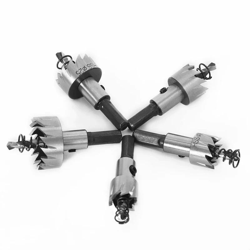 Jeu de scies cloche à pointe en carbure HSS, acier inoxydable, alliage métallique, poinçon, outils de travail de calcul de trous, 5 pièces, 16/18mm, 20mm, 25mm, 30mm