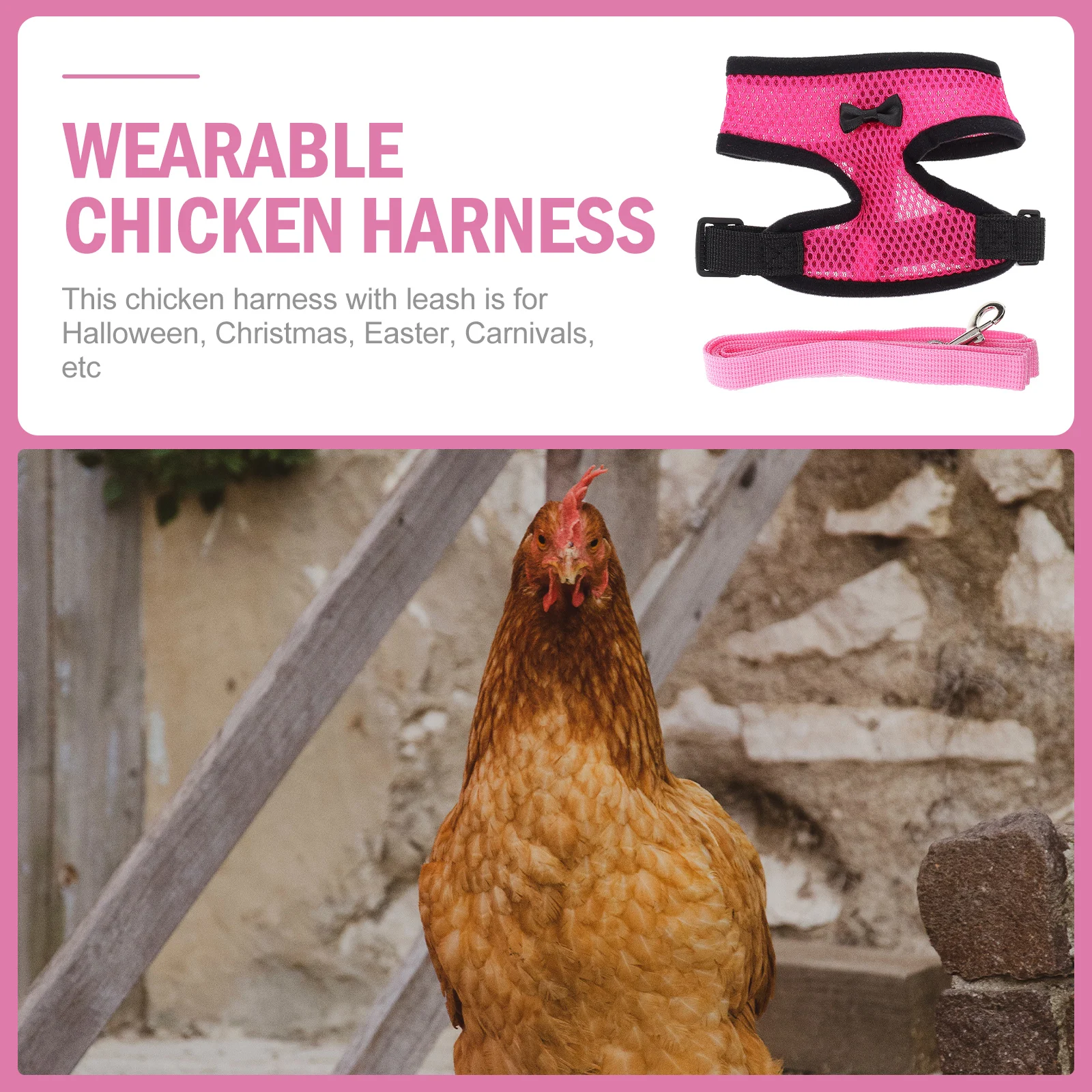

Chicken Harness Leash Wearable and Belt Pet Vest Hen Training Accessories for Hens