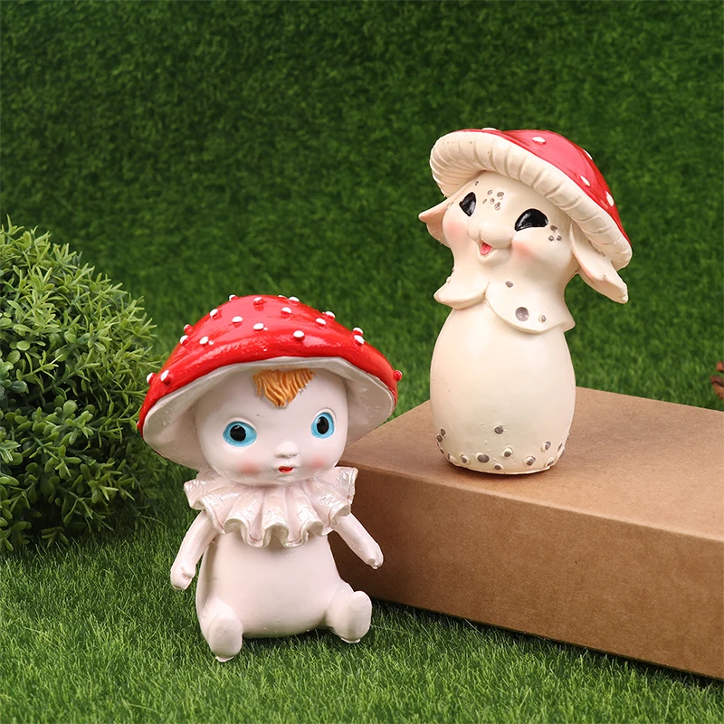 Christmas Mushroom Fairy Miniatures Mini Garden Resin Crafts Accessories For Home Decoration Desktop Ornaments Gift