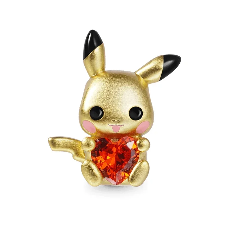 Potdemiel Pika Pikachu Elf Embraces Heart Gemstone Charm Bead Fit Original Pandora Charms Bracelet & Bangle Pendant Jewelry