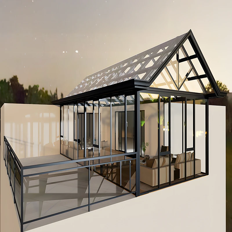 موافقة من CE لغرف الشمس الزجاجية للفصول الأربعة لحاويات فناء منزل الفيلا للاستخدام التجاري في غرفة الشمس في الأماكن الخارجية #3