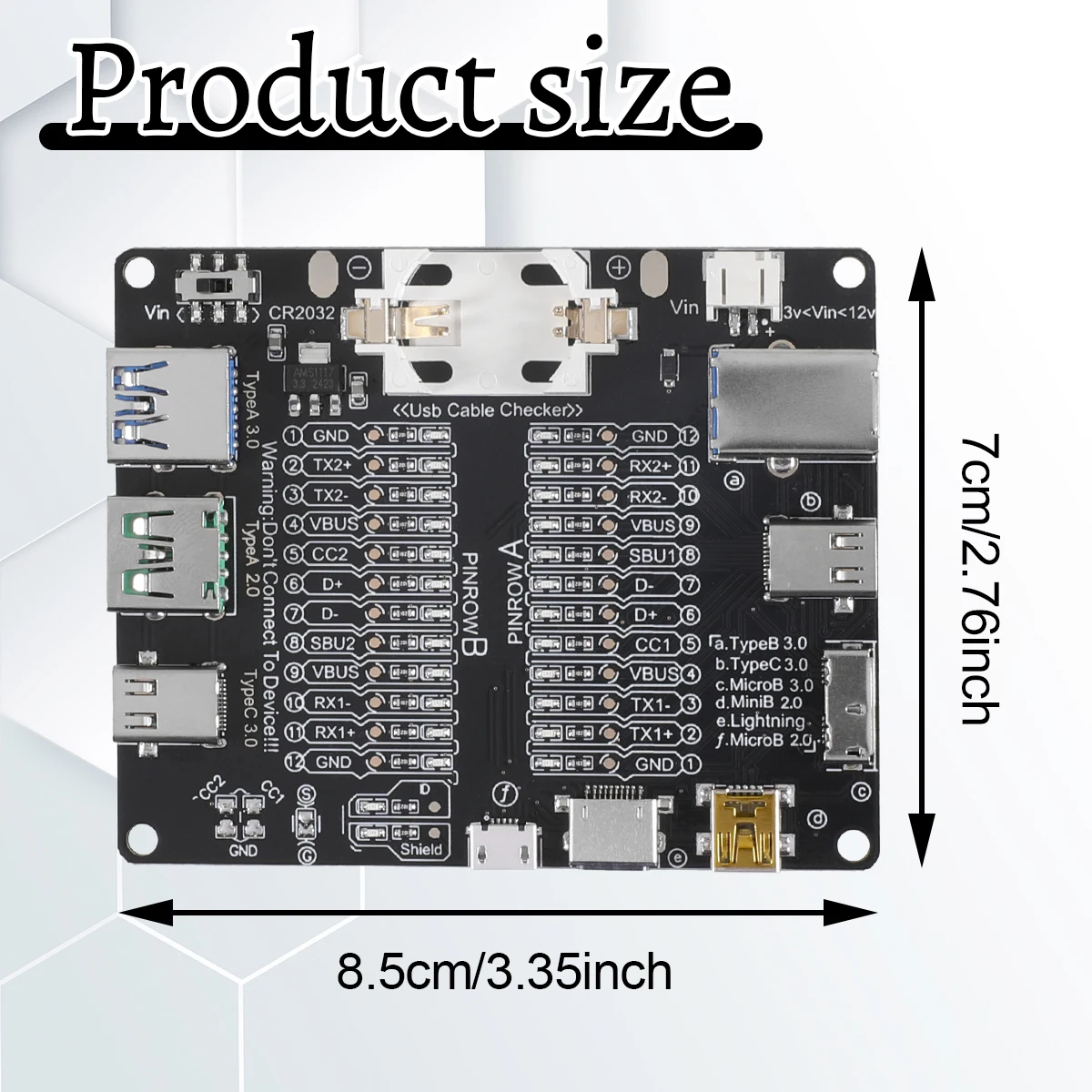 PCB Data Line Test Board Tool For Usb Line With Short Circuit On-Off Switch And Led Indicators Without Shell