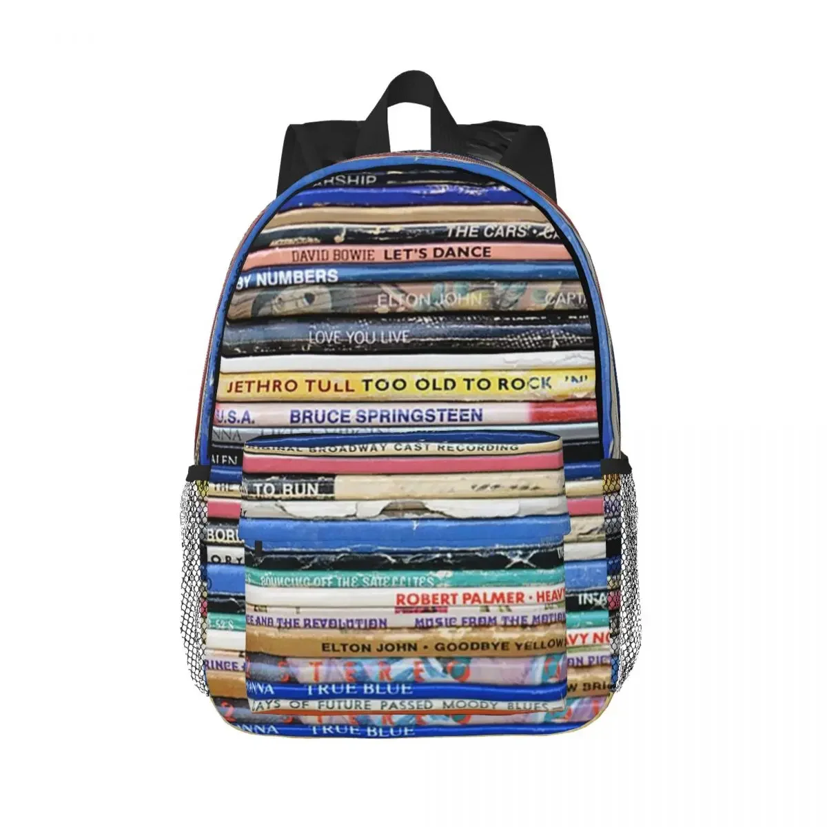 Vintage Retro Record Album Spines Backpacks Teenager Bookbag Students School Bags Laptop Rucksack Shoulder Bag Large Capacity