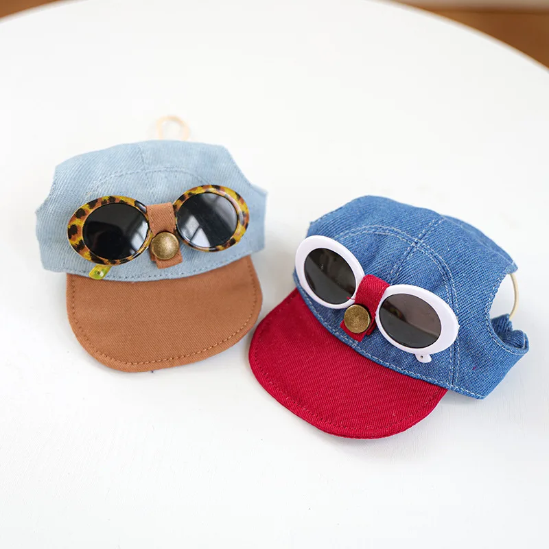 Boné jeans para cães com óculos de sol, acessórios para tosa de animais de estimação, chapéu para cachorro pequeno e médio, animal, gato, dachshund, yorkshire, coisas, produtos