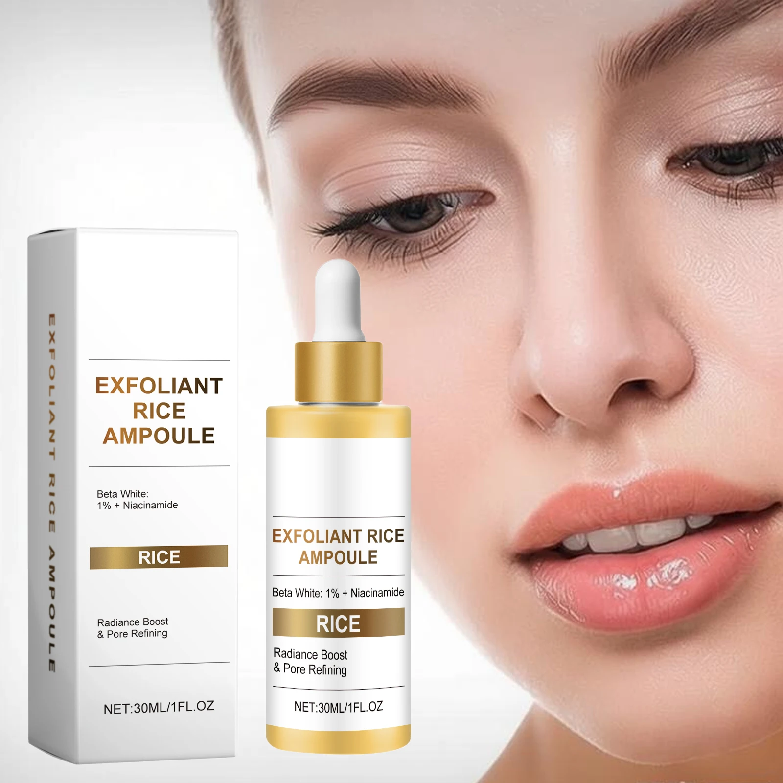 Black&White Rice Exfoliating Essence Anti-Aging Deep Moisturizing Nourish Shrink Pore Dead Skin Remover Exfoliating Facial Serum