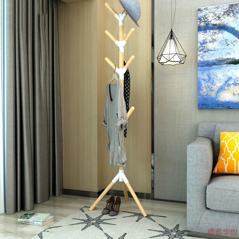 

Design Standing Coat Rack Hook Wooden Cactus Space Saver Entrance Hanger Floor Hallway Clothing Porte Manteau Room Furniture