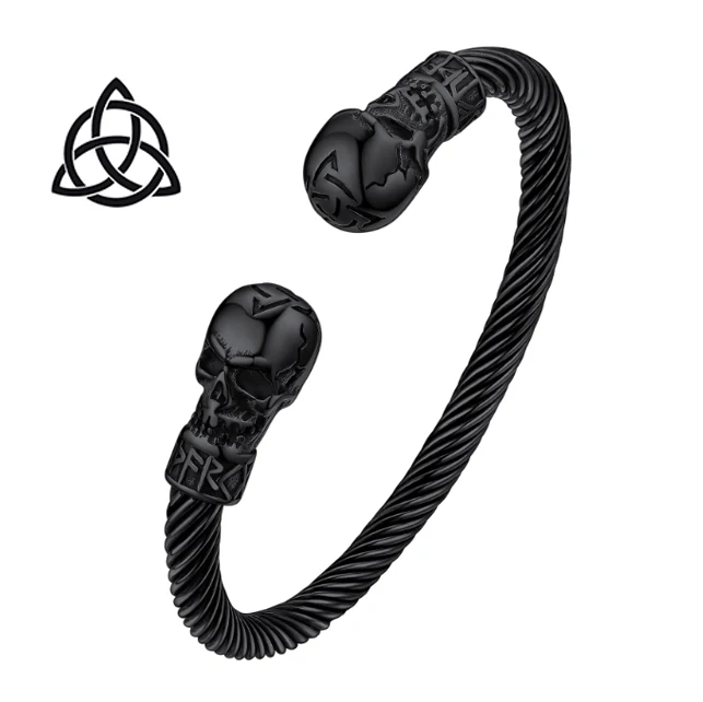 U7 Stainless Steel Twisted Cable Open Bangle Cuff for Men