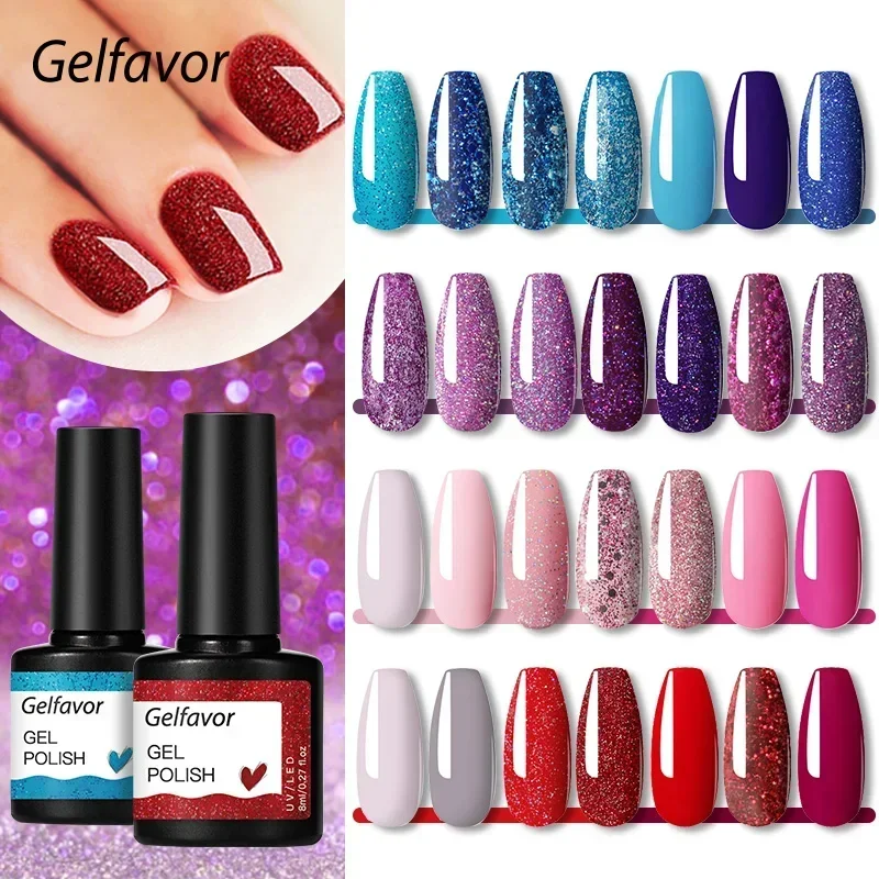 NAILWIND Glitter เล็บเจลเคลือบเงา Glitter Nail Art เจลเคลือบเงา UV เจลเล็บพร้อมด้านบนและฐานเคลือบ ﻿ คริสต์มาส