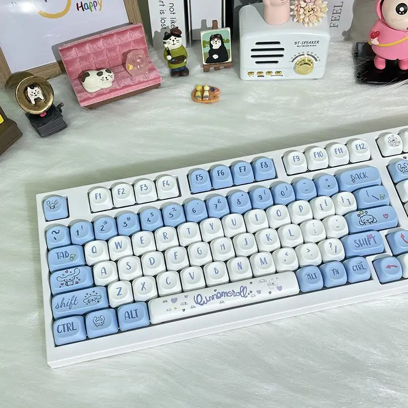 Kawaii sanriou cinnamoroll 130 keycap conjunto moa altura criatividade personalizada resistência ao desgaste material pbt anime periféricos presente