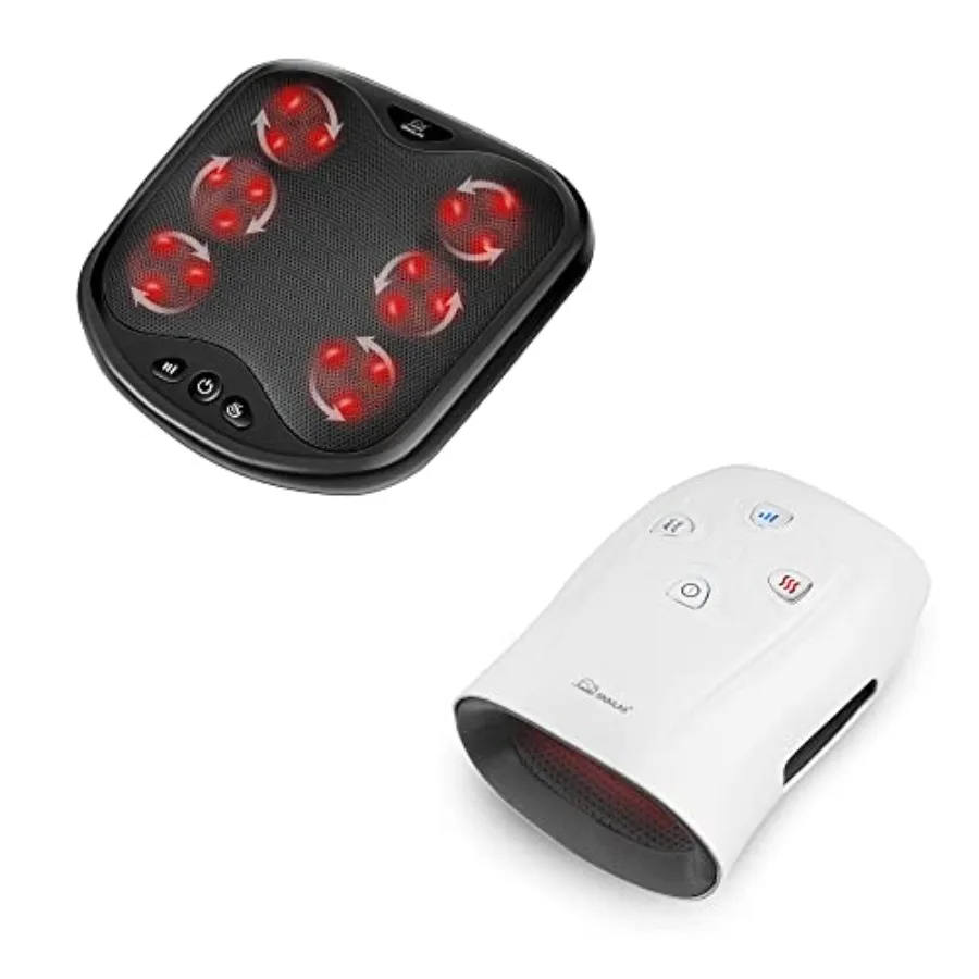 Shiatsu Foot Massager with Heat and Hand Massager Bundle Washable Cover Kneading Foot Back Massager Heated Foot Warmer Electric