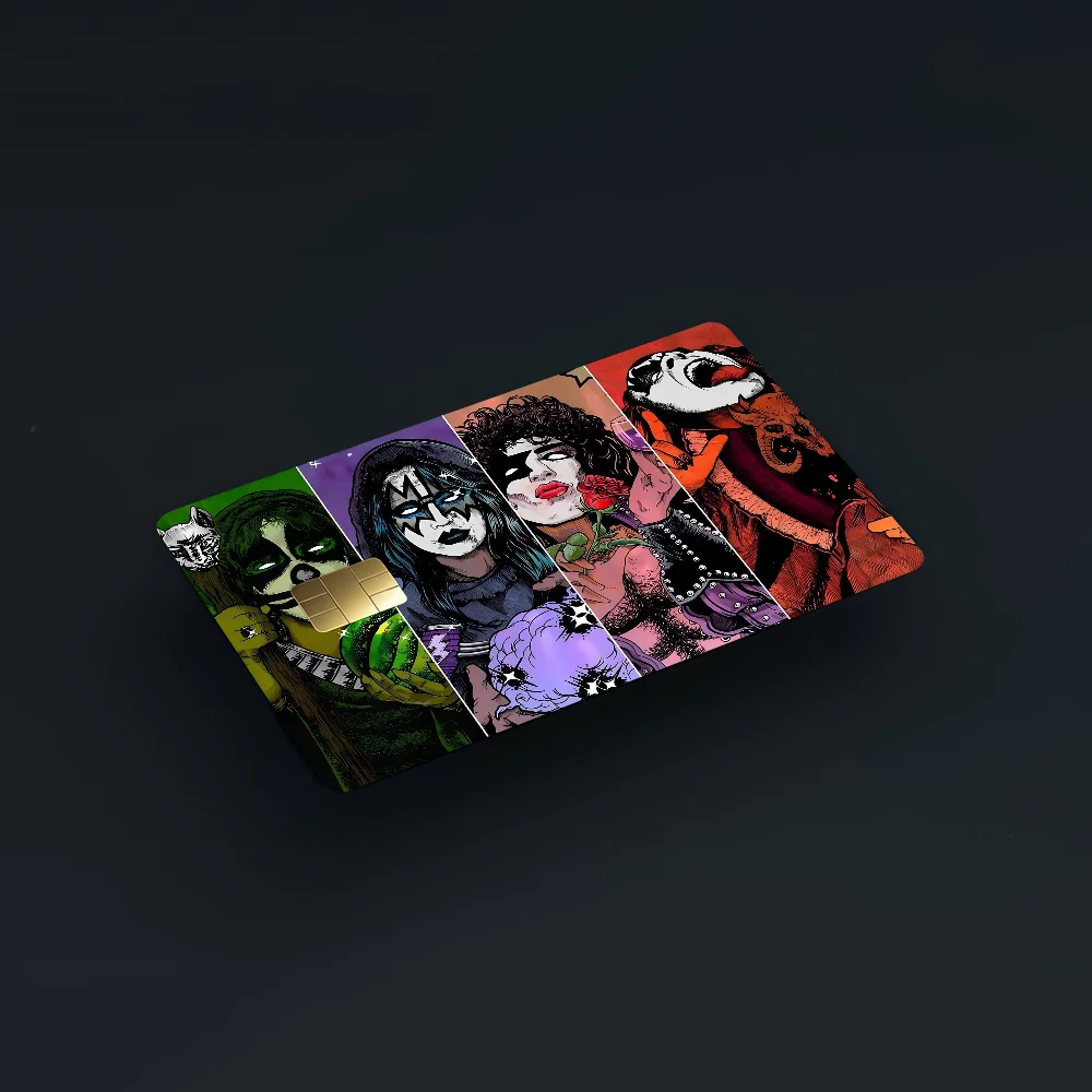 Retro-KISS Rock Band Fashion Matte Gold Silver Black Matte Film Skin Sticker Tape For Bank Credit Debit Card view 3