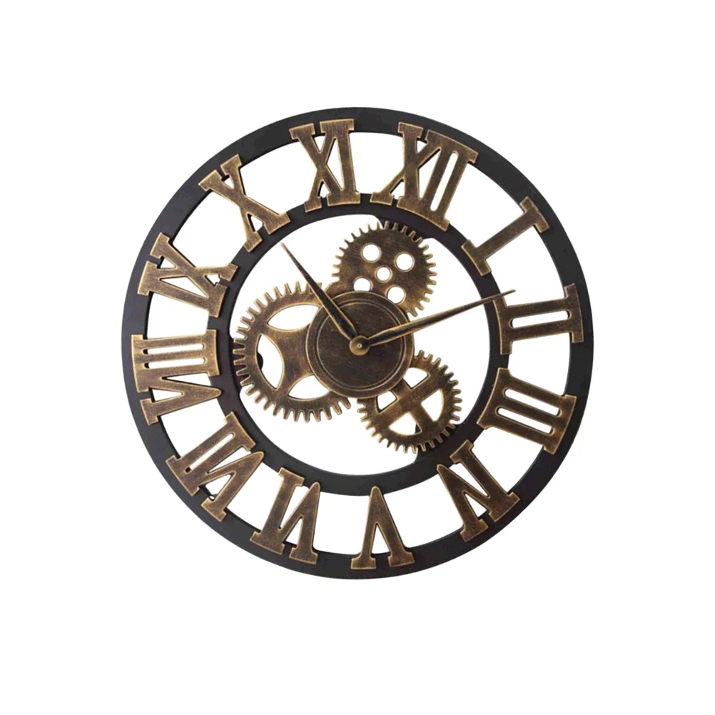 

1Pcs Industrial Style Wall Clock 34cm Retro Gear Design Silent Precise Timekeeping Silent Hanging Clock Decorative for Home