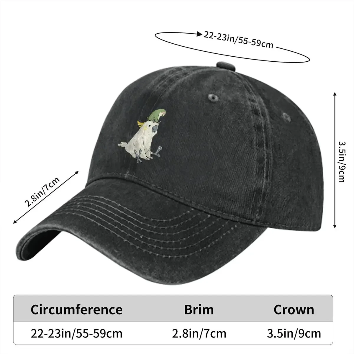 Cockatiel Mom and Baby Baseball Caps Peaked Cap Parrot Birds Pet Sun Shade Hats for Men