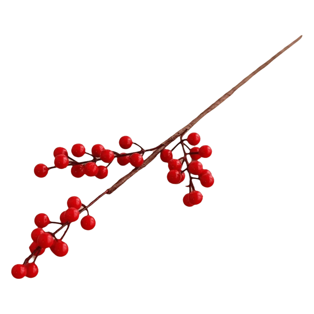 

DIY Red Berry Branche Snow Frosted Realistic Artificial Holly Berries Wreath Decor Reusable Fake Plant Christmas Tree Decor