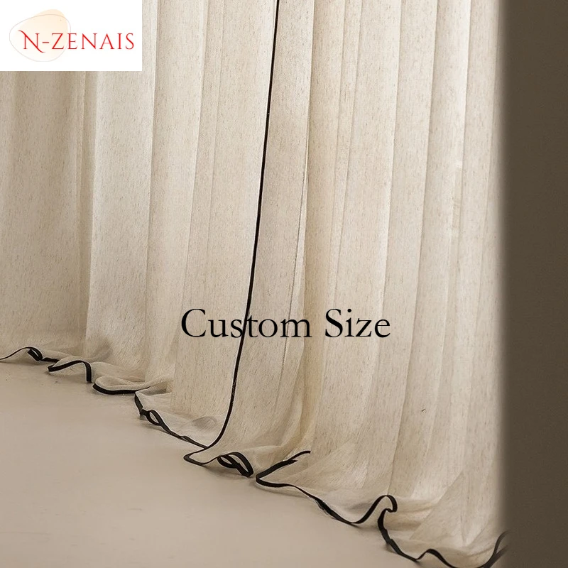 

Японские кремовые льняные полупрозрачные белые тюлевые шторы класса люкс для гостиной, столовой, спальни, элегантный декор, на заказ