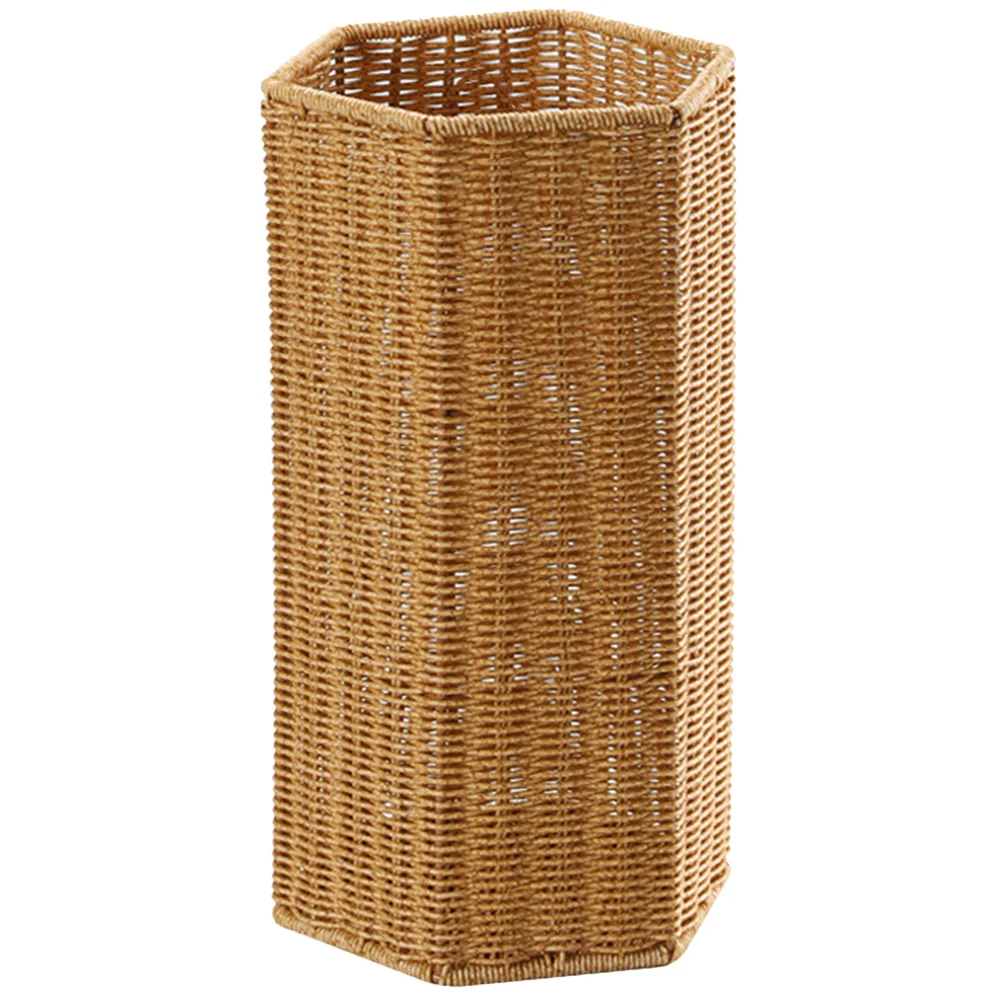 Imitation Rattan Umbrella Stand Bucket Home Storage Basket Baskets Garbage Can Holder Artificial for Office Magazine Elderly